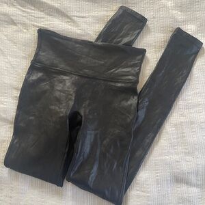 Spanx Black Faux Leather Leggings Size Small